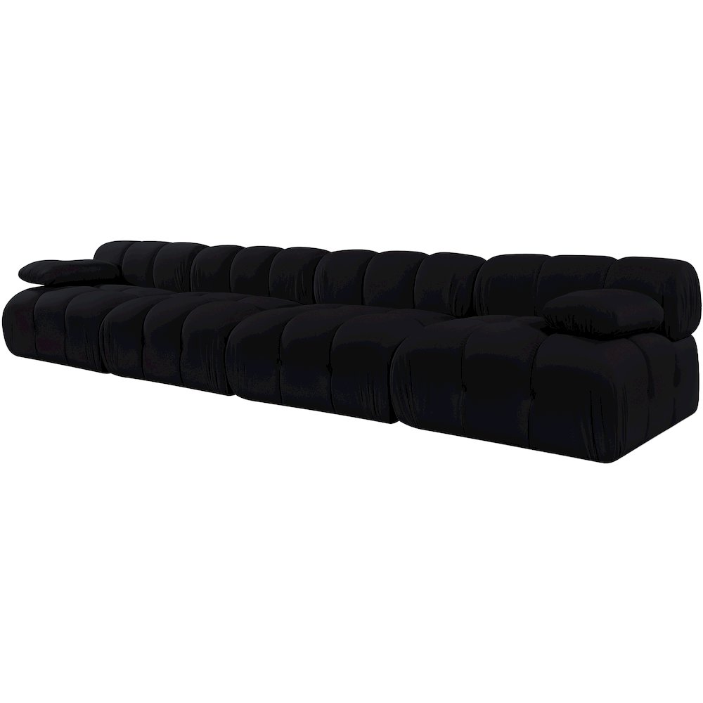Orin Black Velvet Performance Fabric Upholstered 4 pc. Modular Sofa
