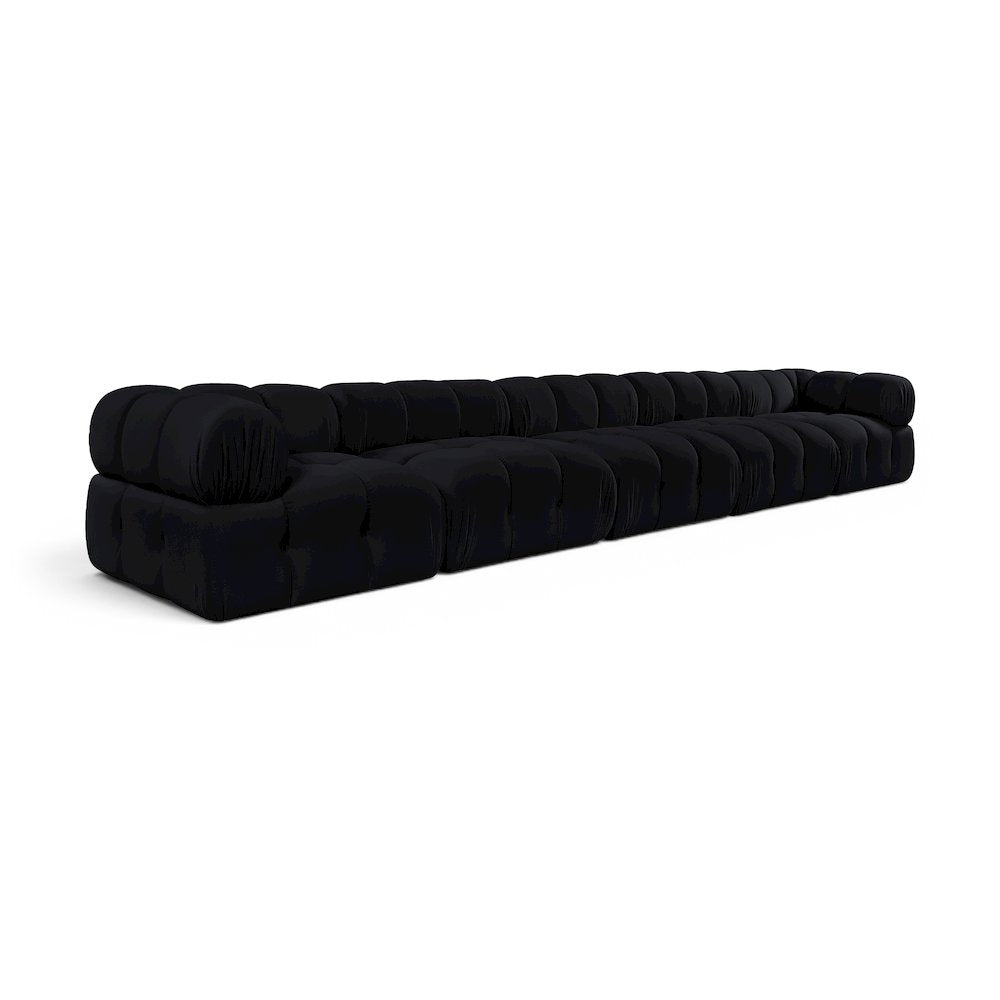 Orin Black Velvet Performance Fabric Upholstered 5 pc. Modular Sofa