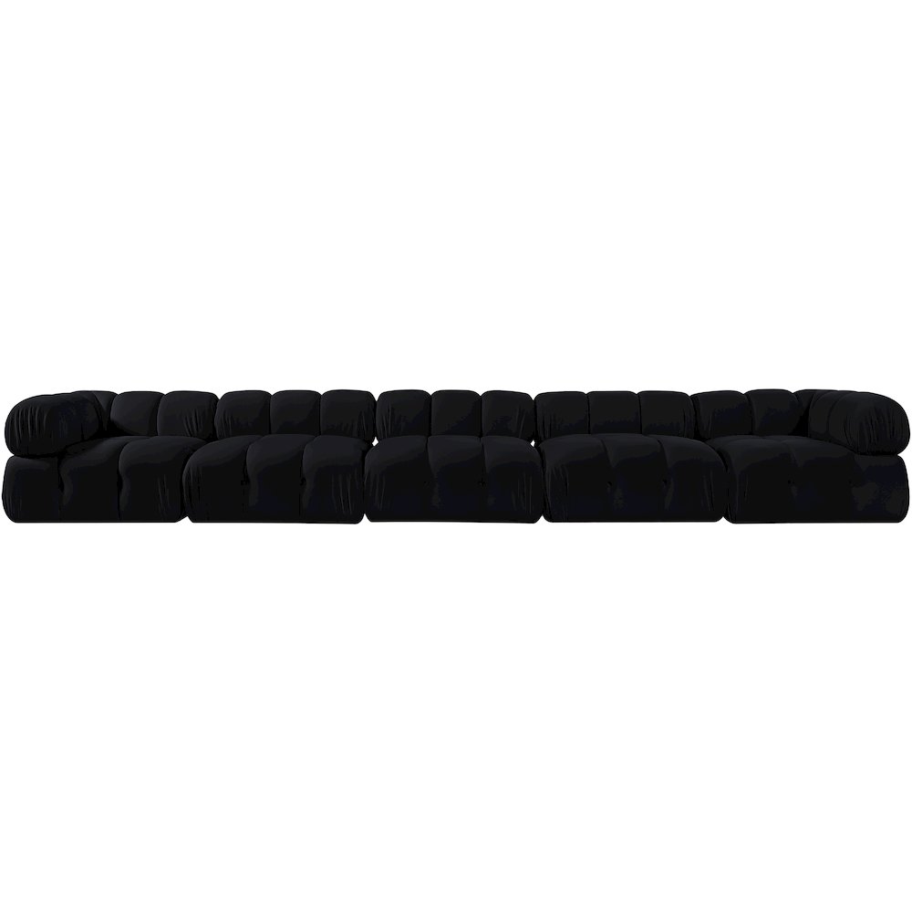 Orin Black Velvet Performance Fabric Upholstered 5 pc. Modular Sofa