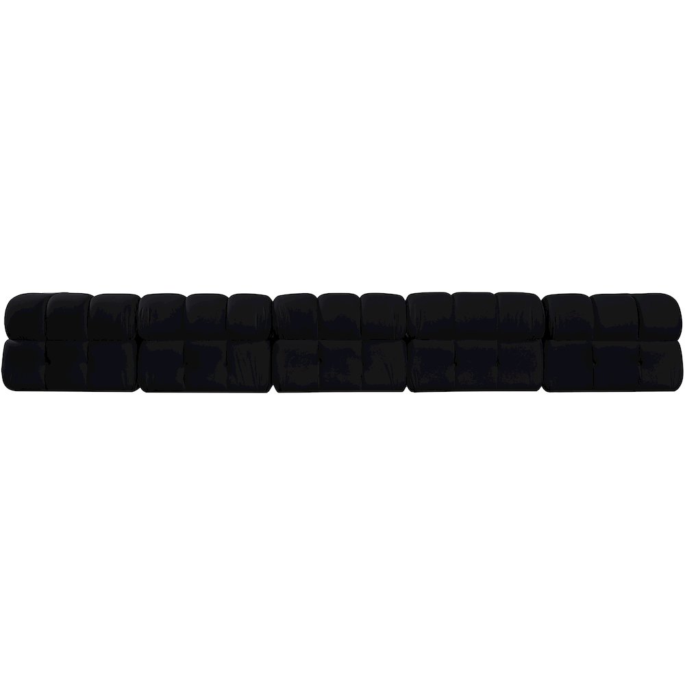 Orin Black Velvet Performance Fabric Upholstered 5 pc. Modular Sofa
