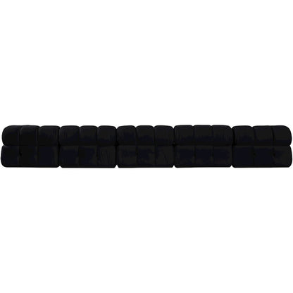Orin Black Velvet Performance Fabric Upholstered 5 pc. Modular Sofa