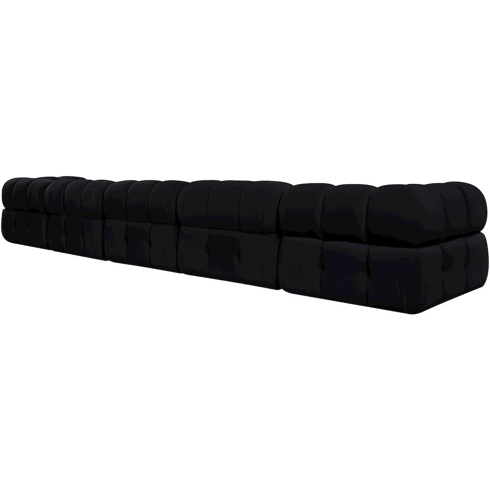 Orin Black Velvet Performance Fabric Upholstered 5 pc. Modular Sofa