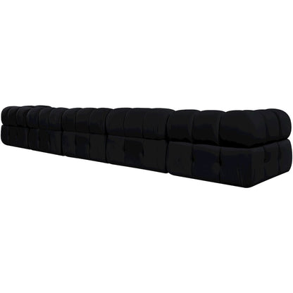 Orin Black Velvet Performance Fabric Upholstered 5 pc. Modular Sofa