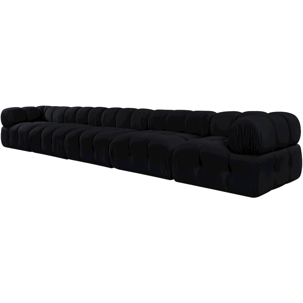 Orin Black Velvet Performance Fabric Upholstered 5 pc. Modular Sofa