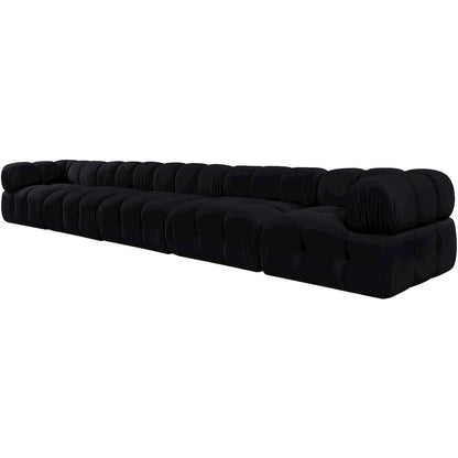 Orin Black Velvet Performance Fabric Upholstered 5 pc. Modular Sofa