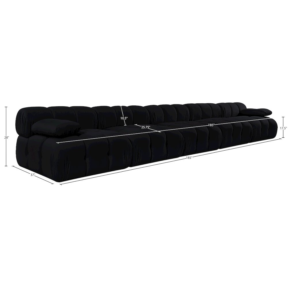 Orin Black Velvet Performance Fabric Upholstered 5 pc. Modular Sofa