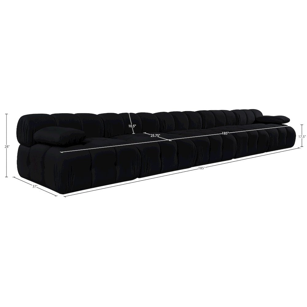 Orin Black Velvet Performance Fabric Upholstered 5 pc. Modular Sofa
