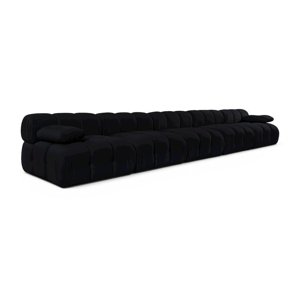 Orin Black Velvet Performance Fabric Upholstered 5 pc. Modular Sofa