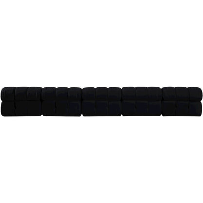 Orin Black Velvet Performance Fabric Upholstered 5 pc. Modular Sofa