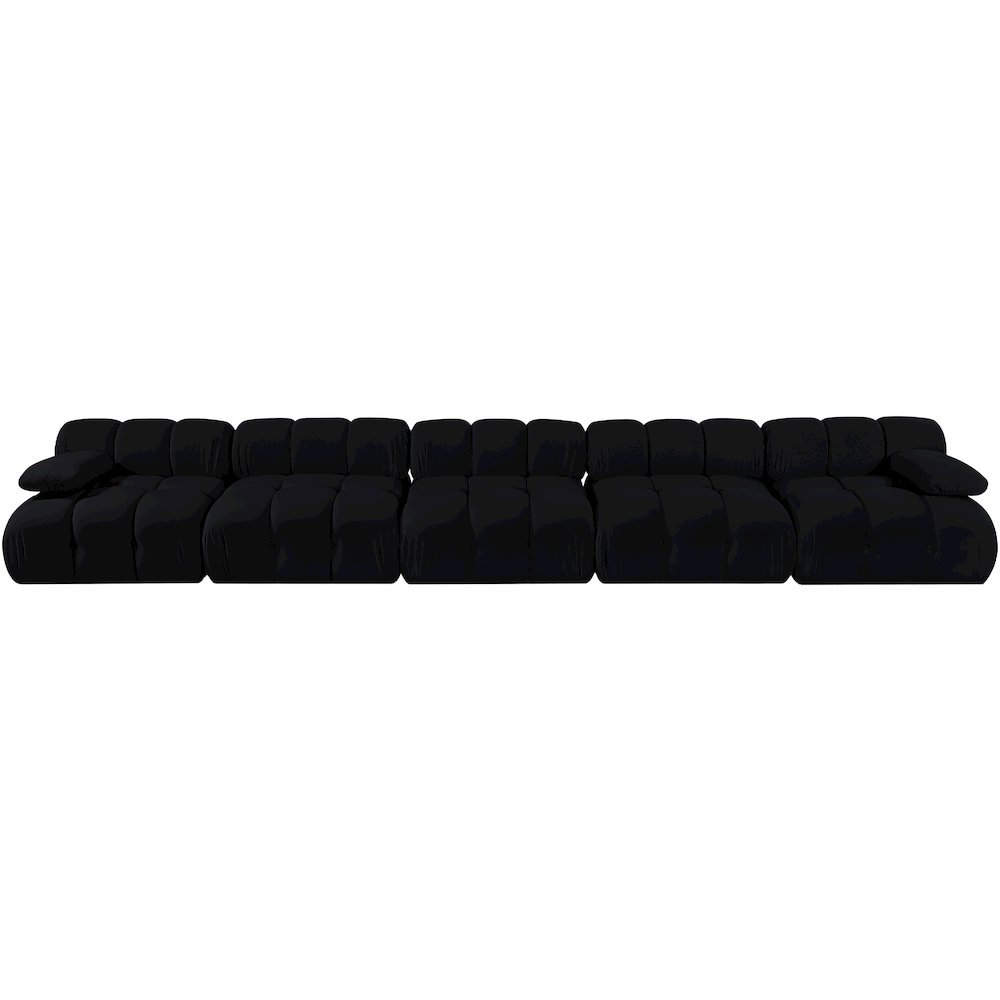 Orin Black Velvet Performance Fabric Upholstered 5 pc. Modular Sofa