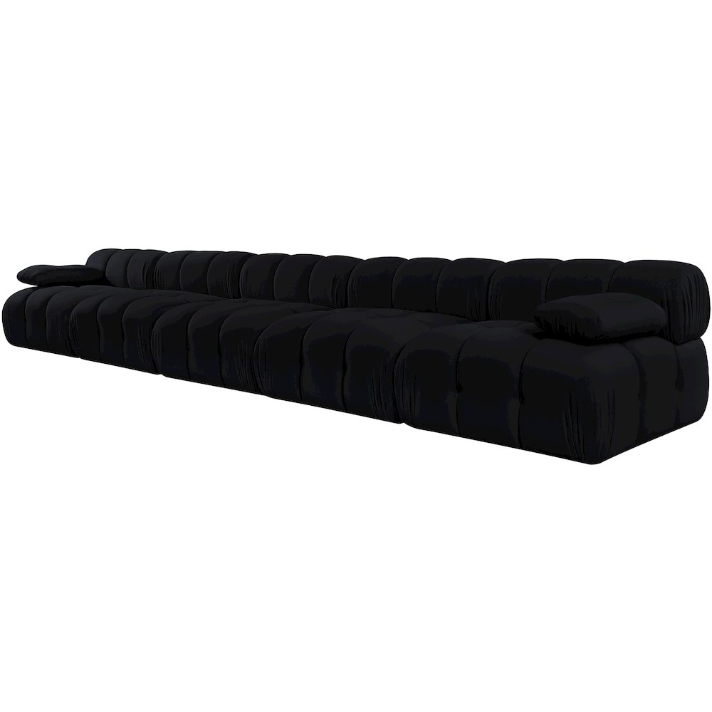 Orin Black Velvet Performance Fabric Upholstered 5 pc. Modular Sofa