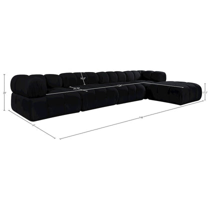 Orin Black Velvet Performance Fabric Upholstered 5 pc. Sectional