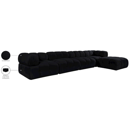 Orin Black Velvet Performance Fabric Upholstered 5 pc. Sectional