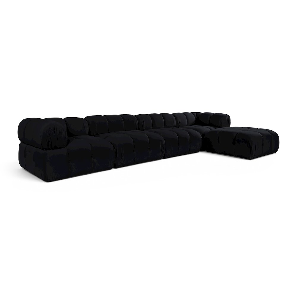 Orin Black Velvet Performance Fabric Upholstered 5 pc. Sectional