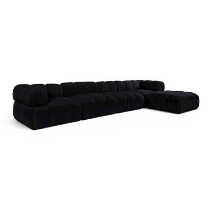 Orin Black Velvet Performance Fabric Upholstered 5 pc. Sectional