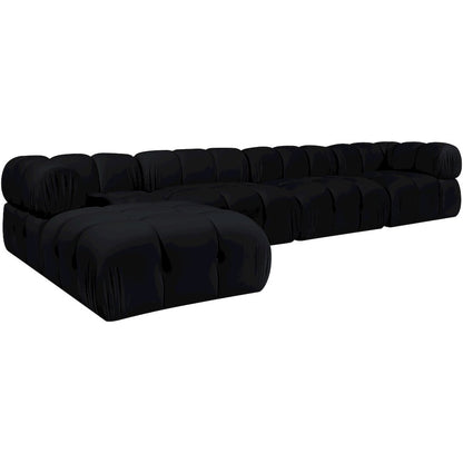 Orin Black Velvet Performance Fabric Upholstered 5 pc. Sectional