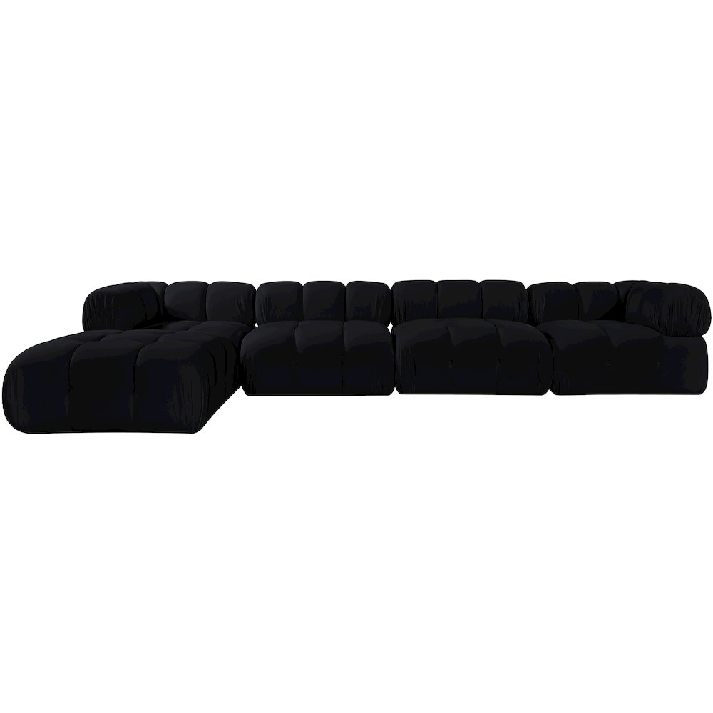 Orin Black Velvet Performance Fabric Upholstered 5 pc. Sectional