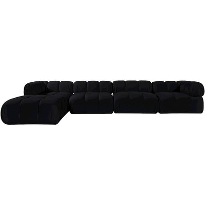 Orin Black Velvet Performance Fabric Upholstered 5 pc. Sectional