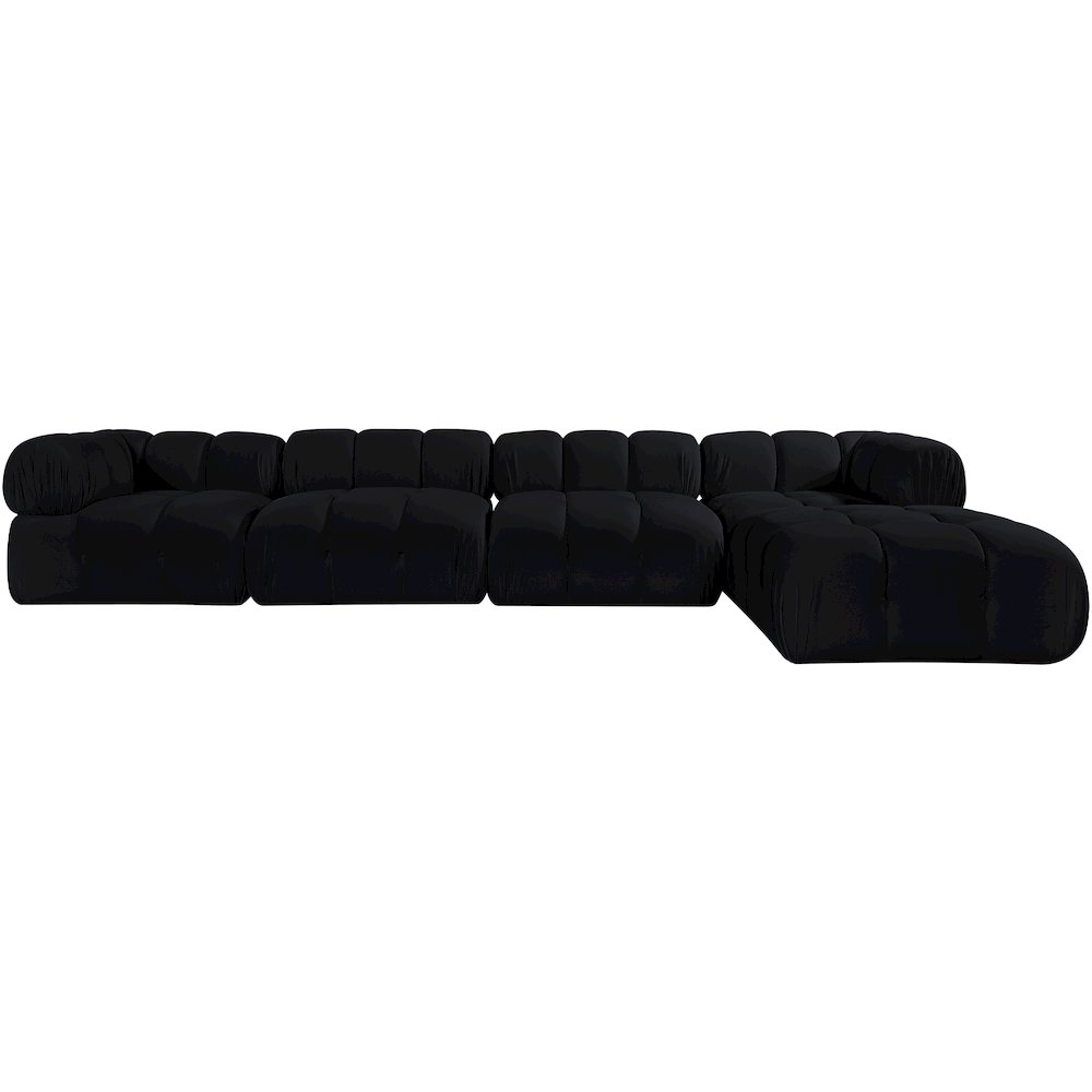 Orin Black Velvet Performance Fabric Upholstered 5 pc. Sectional