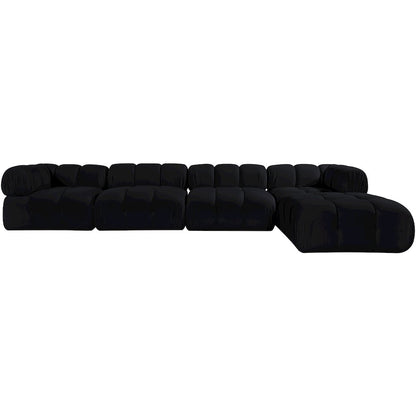 Orin Black Velvet Performance Fabric Upholstered 5 pc. Sectional