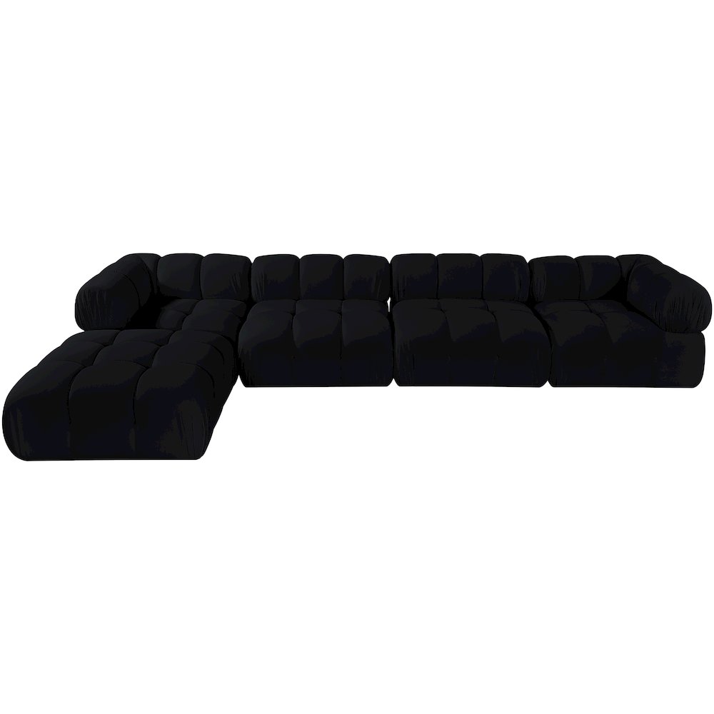 Orin Black Velvet Performance Fabric Upholstered 5 pc. Sectional