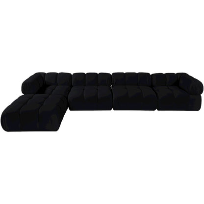 Orin Black Velvet Performance Fabric Upholstered 5 pc. Sectional