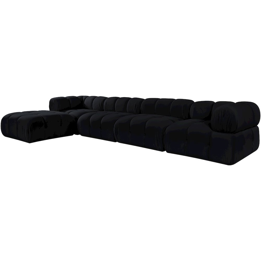 Orin Black Velvet Performance Fabric Upholstered 5 pc. Sectional