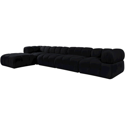 Orin Black Velvet Performance Fabric Upholstered 5 pc. Sectional