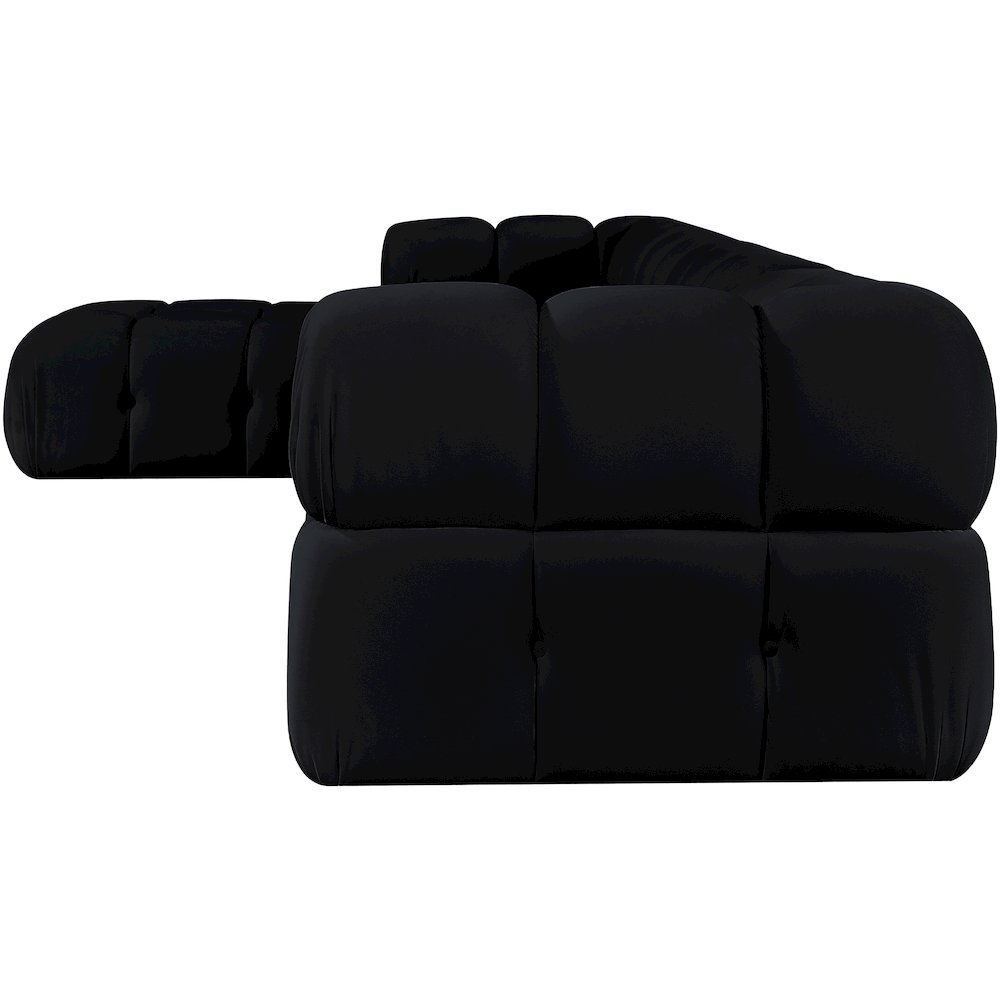 Orin Black Velvet Performance Fabric Upholstered 5 pc. Sectional
