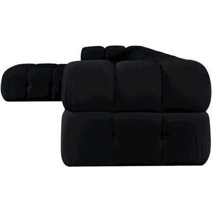 Orin Black Velvet Performance Fabric Upholstered 5 pc. Sectional