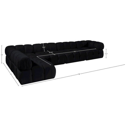Orin Black Velvet Performance Fabric Upholstered 5 pc. Sectional