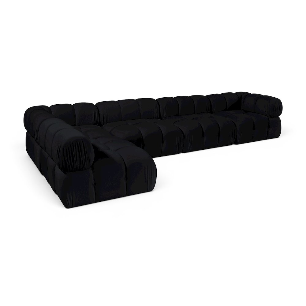 Orin Black Velvet Performance Fabric Upholstered 5 pc. Sectional
