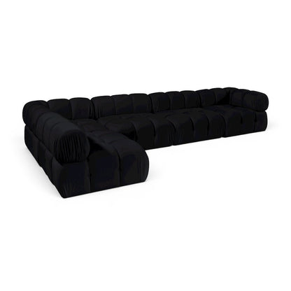 Orin Black Velvet Performance Fabric Upholstered 5 pc. Sectional