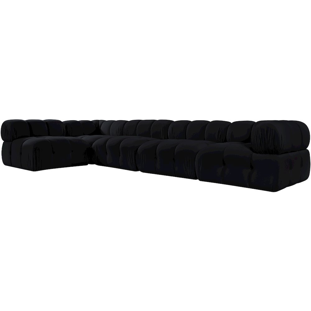 Orin Black Velvet Performance Fabric Upholstered 5 pc. Sectional