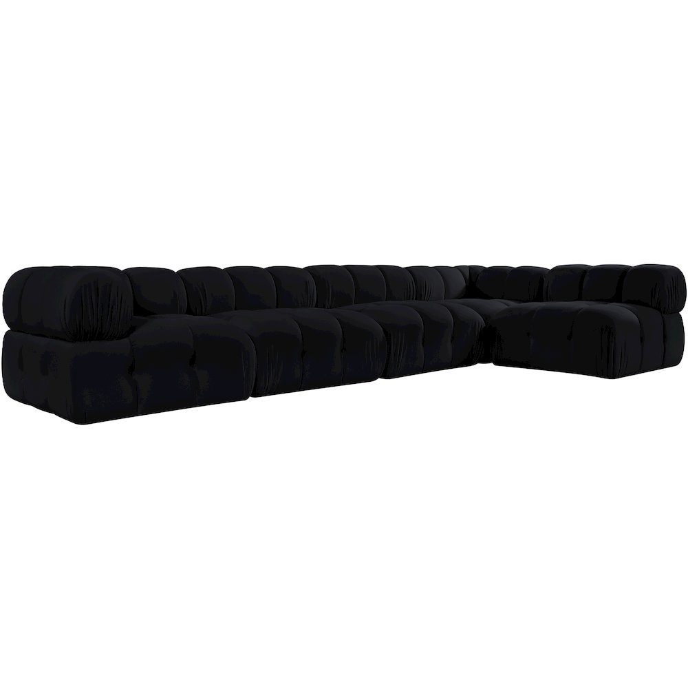 Orin Black Velvet Performance Fabric Upholstered 5 pc. Sectional