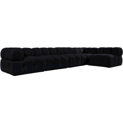 Orin Black Velvet Performance Fabric Upholstered 5 pc. Sectional