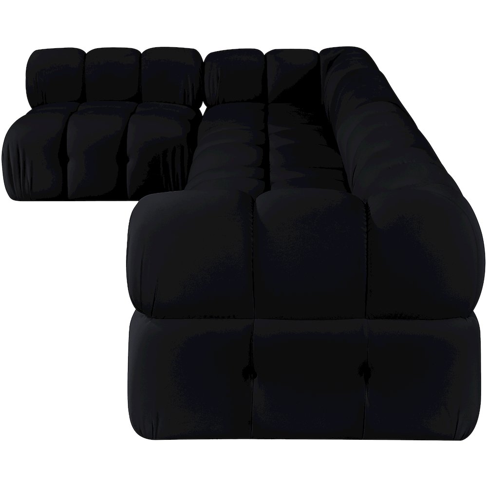 Orin Black Velvet Performance Fabric Upholstered 5 pc. Sectional