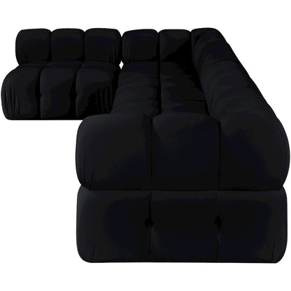 Orin Black Velvet Performance Fabric Upholstered 5 pc. Sectional