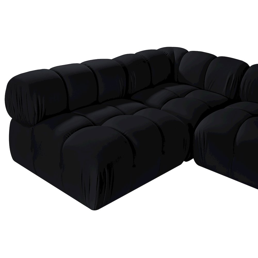 Orin Black Velvet Performance Fabric Upholstered 5 pc. Sectional
