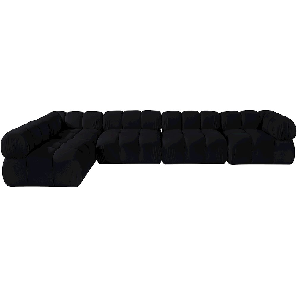 Orin Black Velvet Performance Fabric Upholstered 5 pc. Sectional
