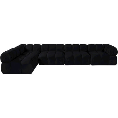 Orin Black Velvet Performance Fabric Upholstered 5 pc. Sectional