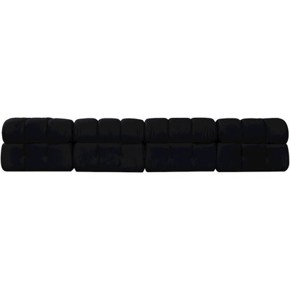 Orin Black Velvet Performance Fabric Upholstered 5 pc. Sectional