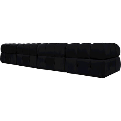 Orin Black Velvet Performance Fabric Upholstered 5 pc. Sectional