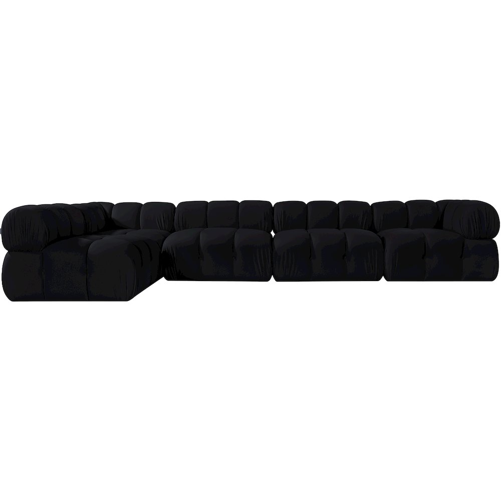 Orin Black Velvet Performance Fabric Upholstered 5 pc. Sectional