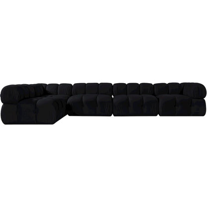 Orin Black Velvet Performance Fabric Upholstered 5 pc. Sectional