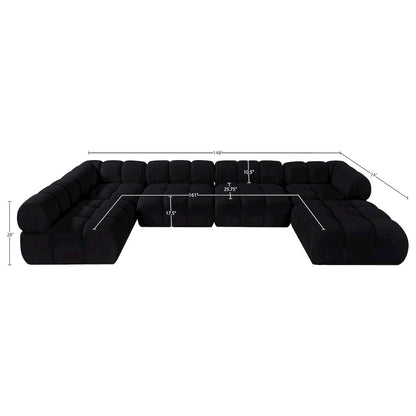 Orin Black Velvet Performance Fabric Upholstered 6 pc. Sectional