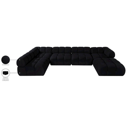 Orin Black Velvet Performance Fabric Upholstered 6 pc. Sectional