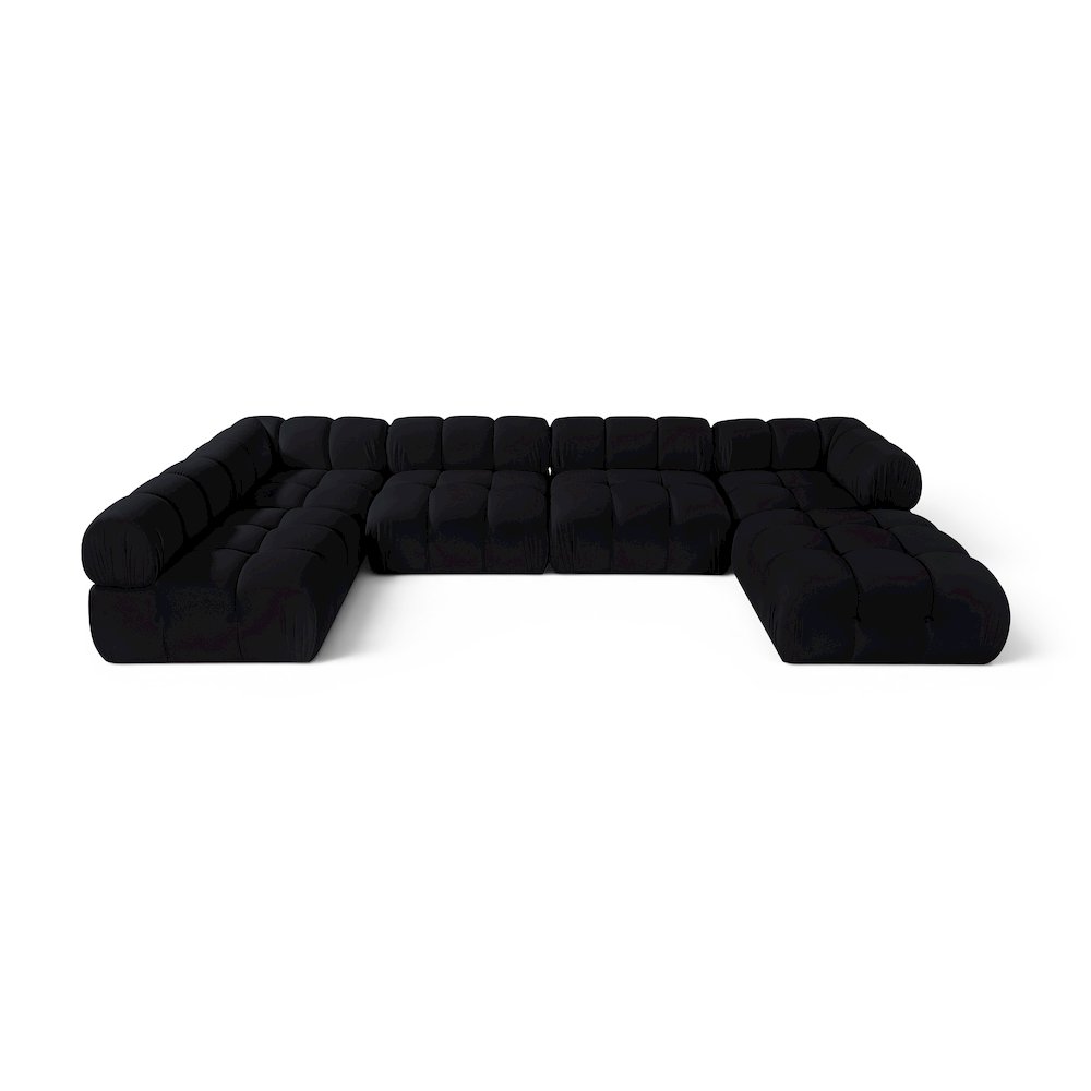 Orin Black Velvet Performance Fabric Upholstered 6 pc. Sectional