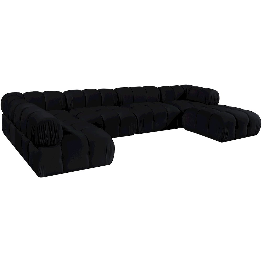 Orin Black Velvet Performance Fabric Upholstered 6 pc. Sectional
