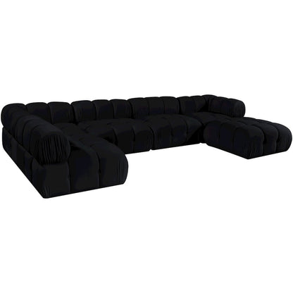 Orin Black Velvet Performance Fabric Upholstered 6 pc. Sectional